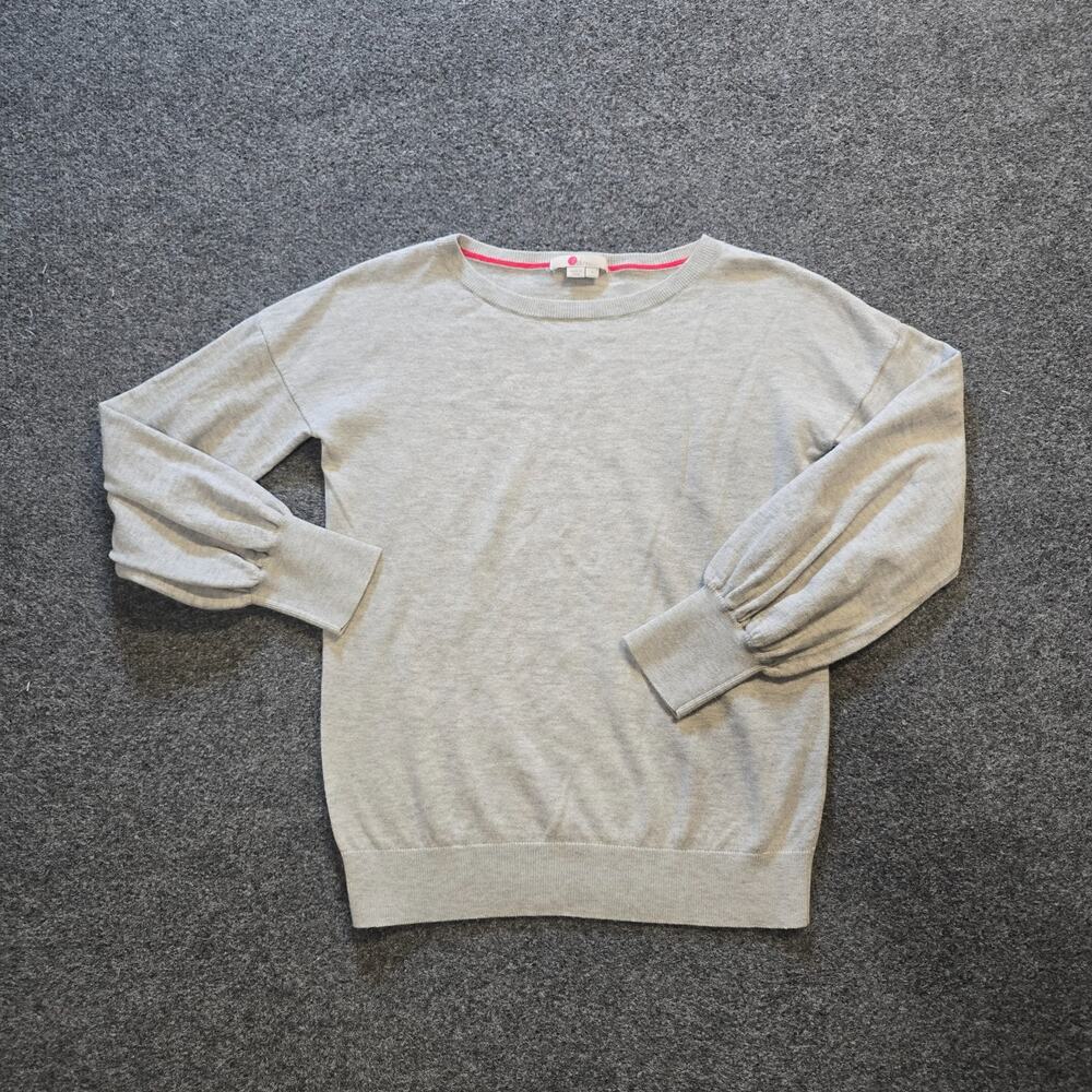 Boden Sweater Women Size Small Gray Wool Blend Puff Long Sleeve Capsule Casual